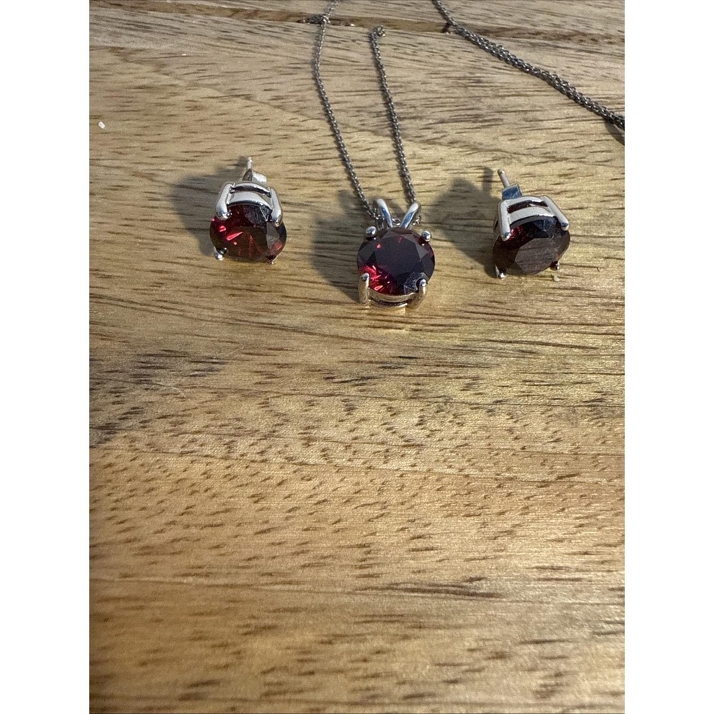 925 RSE Robert Seeman Necklace & Earring Set Rubies Stones Sterling Silver